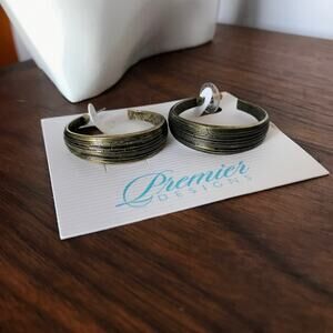 NWT Premier Designs Textured Bronze Tone Semi-Hoop Earrings new on card